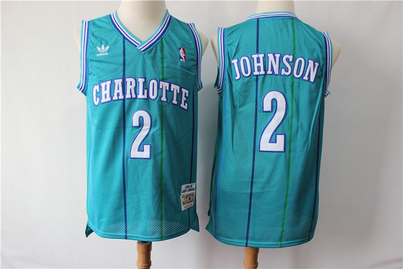 Men Charlotte Hornets #2 Johnson Green Throwback Adidas NBA Jerseys->charlotte hornets->NBA Jersey